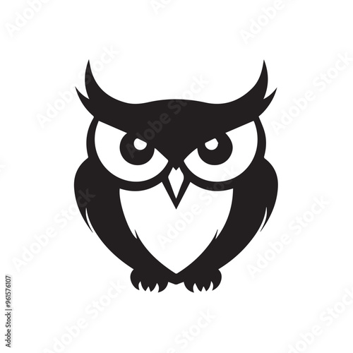 Owl in cartoon, doodle style . Image for t-shirt, web, mobile apps and ui. Isolated 2d vector illustration in logo, icon, sketch style, Eps 10, black and white. AI Generative photo