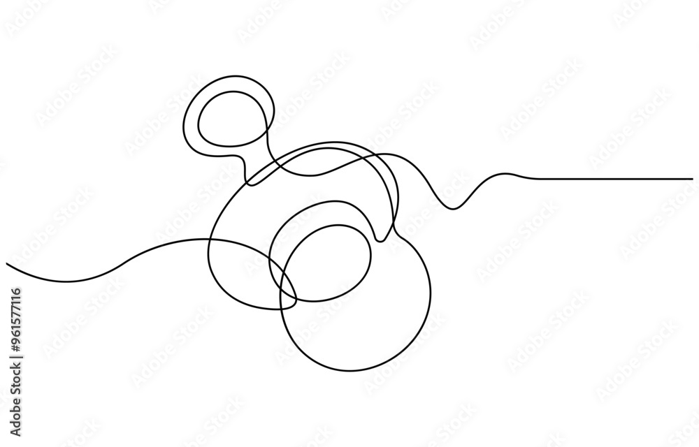 Obraz premium Continuous line drawing of pacifier. Pregnancy planning concept. Vector illustration, Continuous one line drawing of baby pacifier in silhouette on a white background. Linear stylized