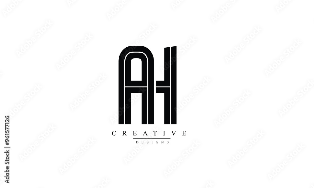 AH HA A H abstract vector logo monogram template AH HA A H abstract vector logo monogram template