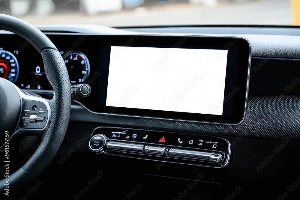 Fototapeta premium Modern Car Interior with Blank Touchscreen Display
