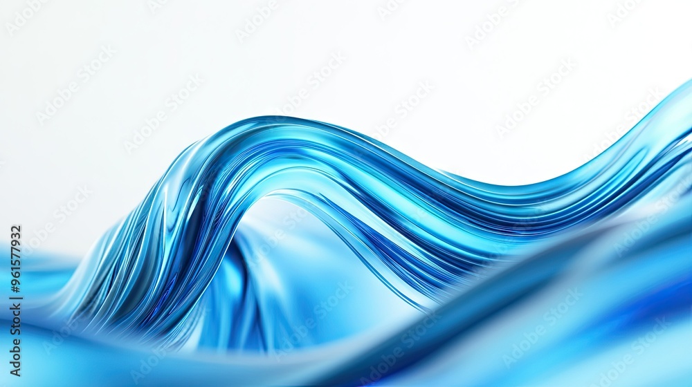 3D blue waves gently flowing from left to right on a white background, creating a sense of movement and depth. Ideal for brochure and flyer layouts.