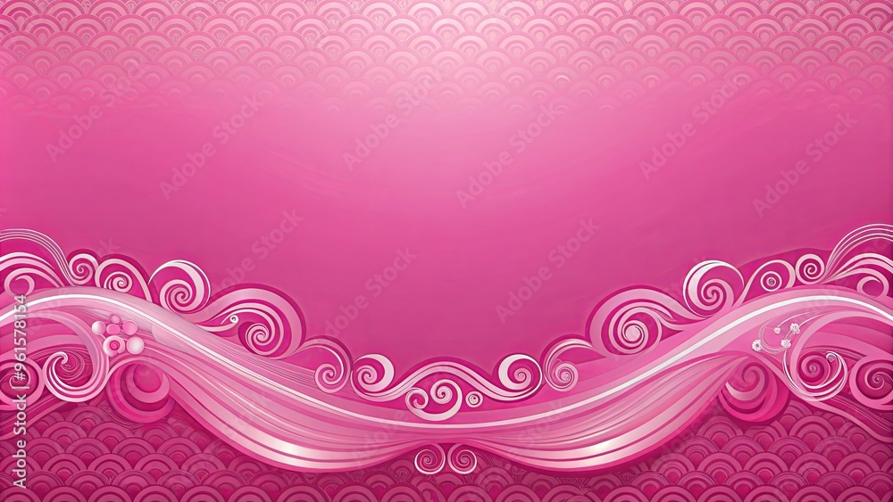 Pink background with elegant wavy designs at top and bottom Pink background with elegant wavy designs at top and bottom