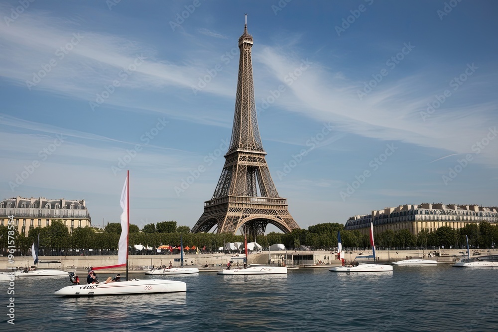 Fototapeta premium Paris 2024 Summer Olympics Embracing French Identity and Modern Sports Legacy