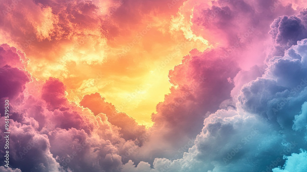A colorful sky at dawn, with the sun's rays filtering through dramatic cumulonimbus clouds. A colorful sky at dawn, with the sun's rays filtering through dramatic cumulonimbus clouds.