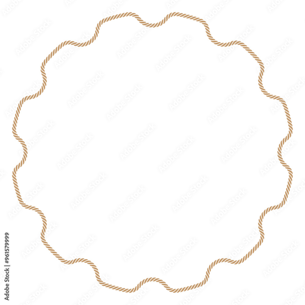 Vector circle frame composed of connected by knots formed by twisted ropes. Nautical circle frame. Isolated on white background Vector circle frame composed of connected by knots formed by twisted ropes. Nautical circle frame. Isolated on white background