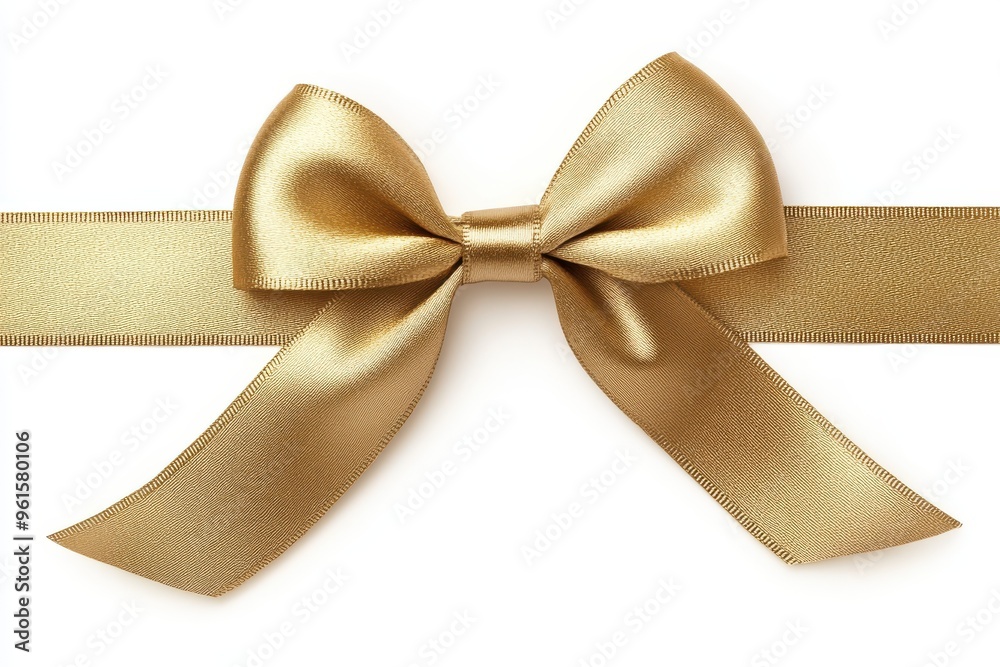 Fototapeta premium A luxurious golden ribbon with a perfectly tied bow