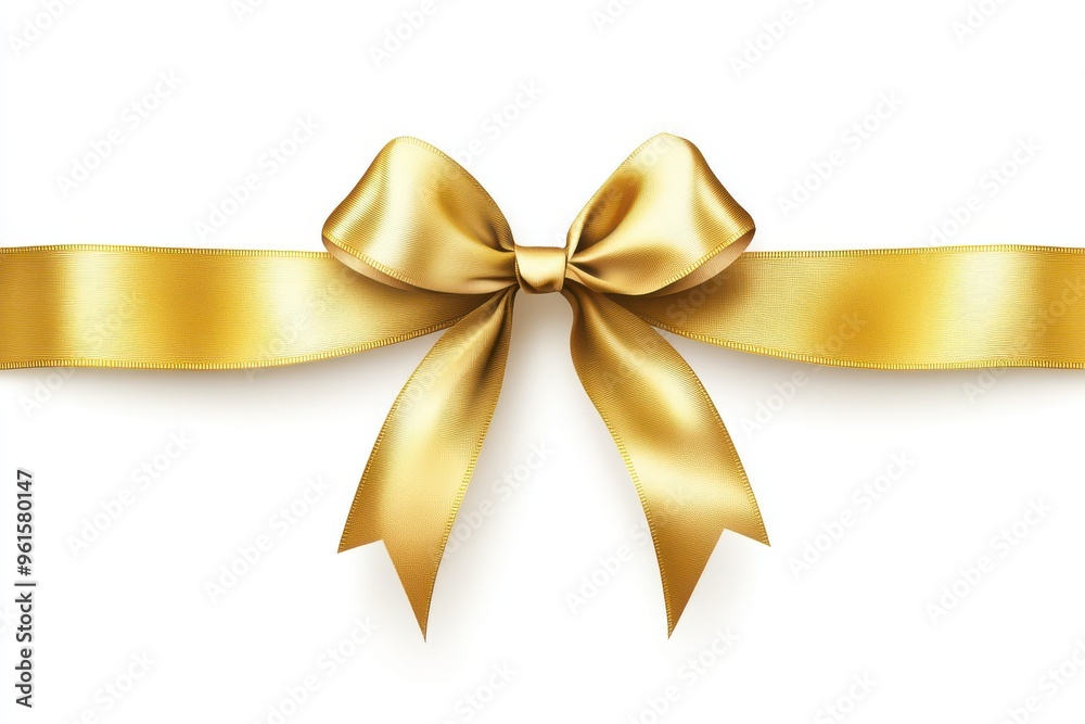 A luxurious golden ribbon with a perfectly tied bow A luxurious golden ribbon with a perfectly tied bow