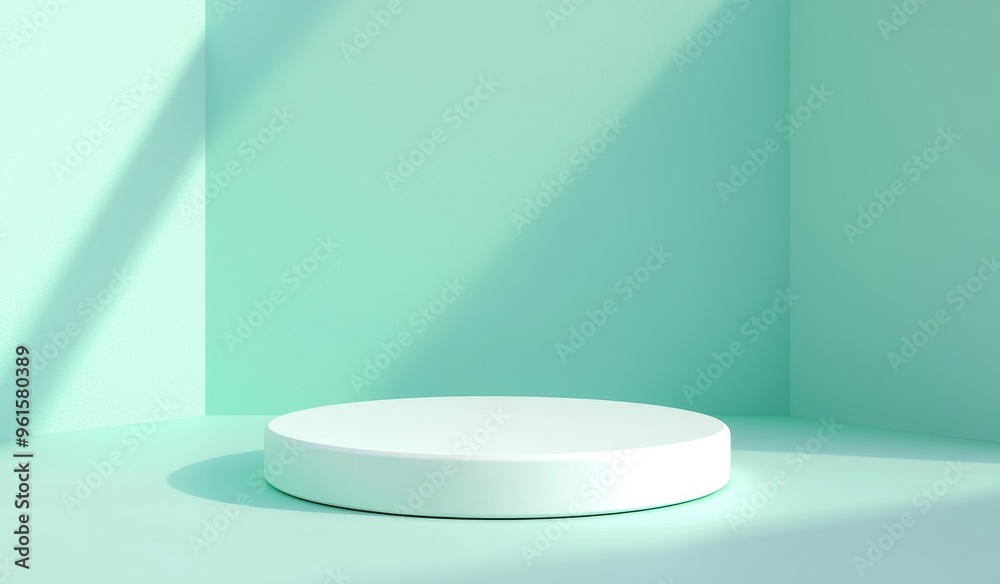 Intricate geometric shapes interior in a pastel blue and white scene with podium and abstract background. Trendy 3D render for social media banners, promotions or cosmetic product shows. Intricate geometric shapes interior in a pastel blue and white scene with podium and abstract background. Trendy 3D render for social media banners, promotions or cosmetic product shows.