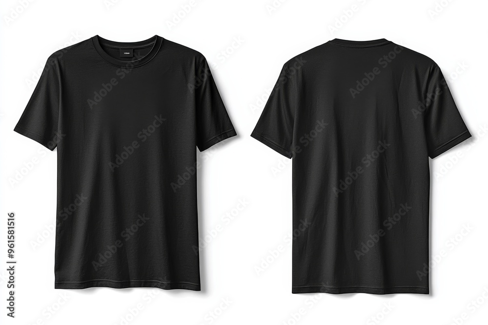 Black Tshirt Mockup Front and Back Isolated created with Generative AI Black Tshirt Mockup Front and Back Isolated created with Generative AI