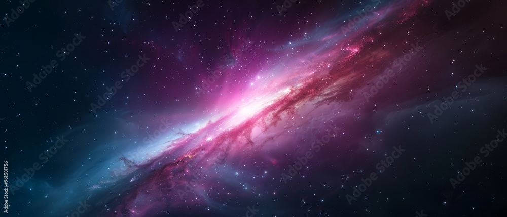 A vibrant space image featuring a vast, multi-hued object centrally situated amongst a backdrop of twinkling stars A vibrant space image featuring a vast, multi-hued object centrally situated amongst a backdrop of twinkling stars