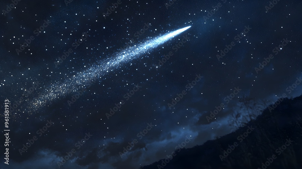A glowing comet streaking across a starry night sky, celestial glowtime, awe-inspiring and cosmic. A glowing comet streaking across a starry night sky, celestial glowtime, awe-inspiring and cosmic.