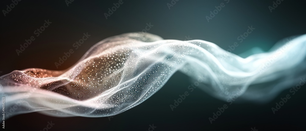 Fototapeta premium A clear photo of a long exposure of a wave of white smoke against a black backdrop