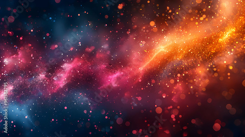 Abstract Background with Red, Orange, and Blue Bokeh Lights