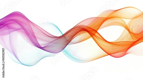 Abstract, colorful wave lines on a white background, with a focus on smooth, flowing curves and a minimalistic design approach.