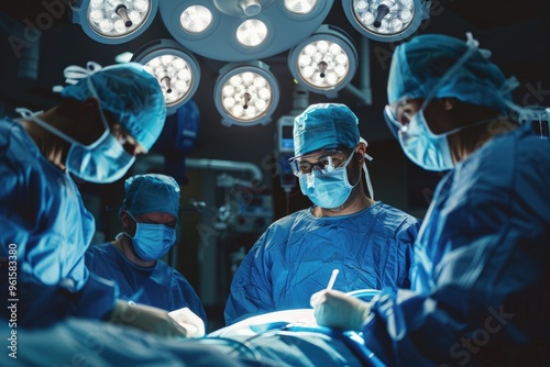 Surgeons Performing Intense Surgical Procedure in Operating Room with Focus on Precision and Teamwork