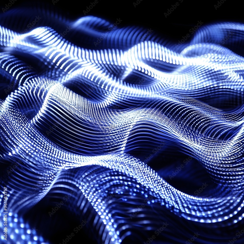 Dynamic pattern of moving lights, waves of color shifting across the stage, electric blue and white, kinetic energy Dynamic pattern of moving lights, waves of color shifting across the stage, electric blue and white, kinetic energy