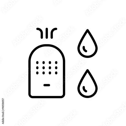 Humidifier Device Line Icon. Electronic Appliance Air Purifier Concept Outline Pictogram. Ventilation Technology Illustration. Simple Vector Isolated On White Background.