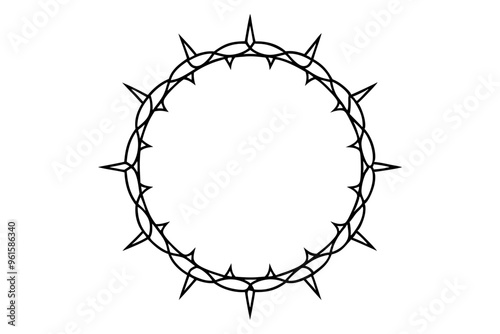 
black crown of thorns vector, Crown of thorns icon, Religion symbol vector illustration.
