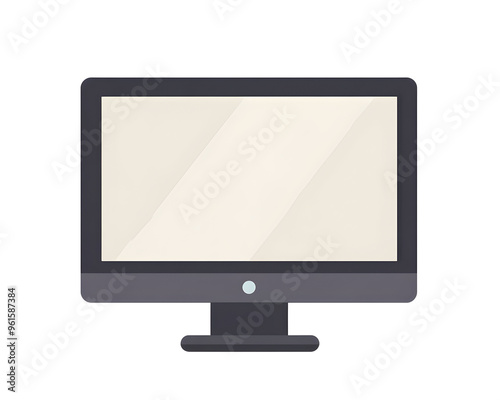 Flat Style Monitor Icon: Computer PC Monitor Web Icon for Digital Applications, Isolated on a Transparent PNG Background 