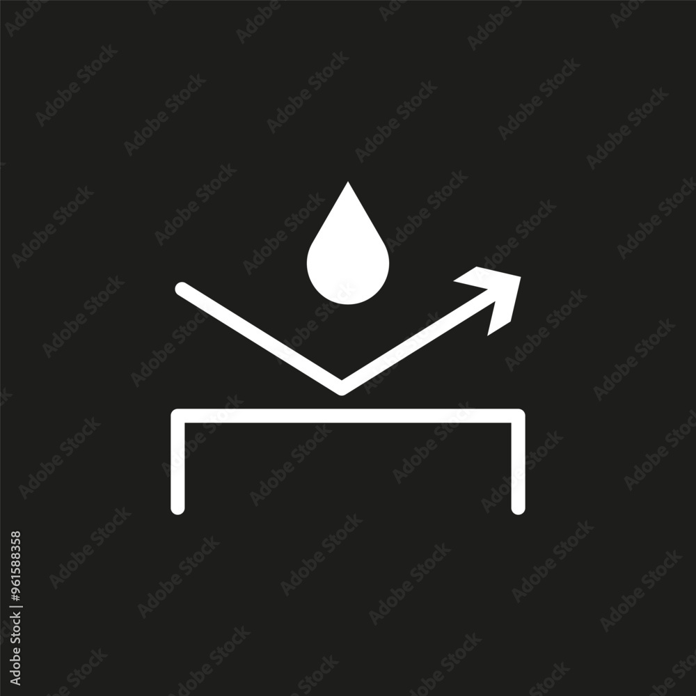Water resistant icon. Droplet bouncing off surface. Protection symbol. Vector design. Water resistant icon. Droplet bouncing off surface. Protection symbol. Vector design.