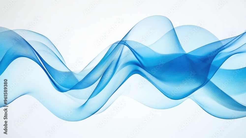 Dynamic abstract blue waves on a clean background, with curving lines and light reflections creating a sense of motion. - Dynamic abstract blue waves on a clean background, with curving lines and light reflections creating a sense of motion. -