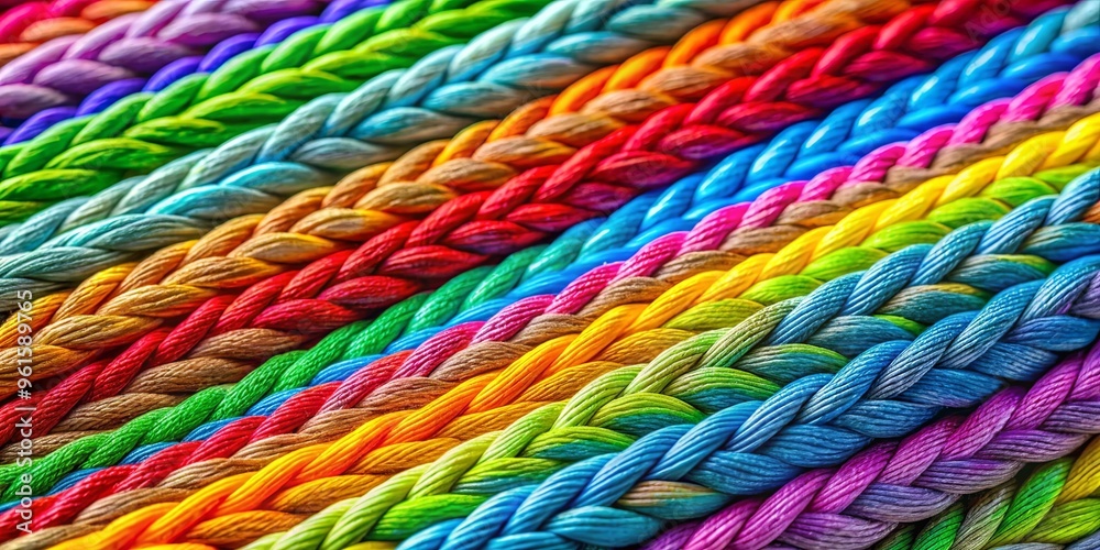 Vivid close-up of multicolored braided ropes creating an artistic view Vivid close-up of multicolored braided ropes creating an artistic view