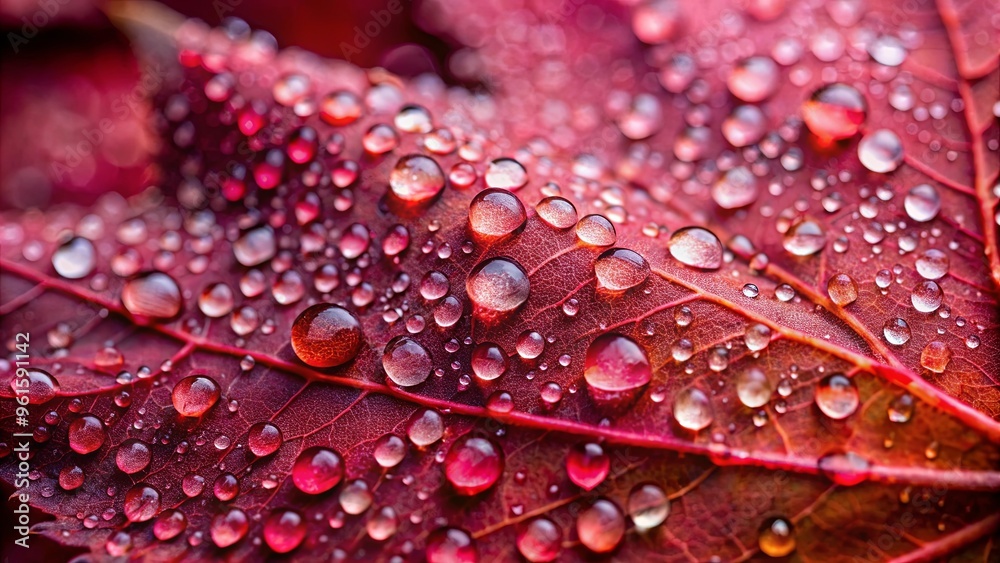 Close-up of a wet red leaf with water droplets Close-up of a wet red leaf with water droplets