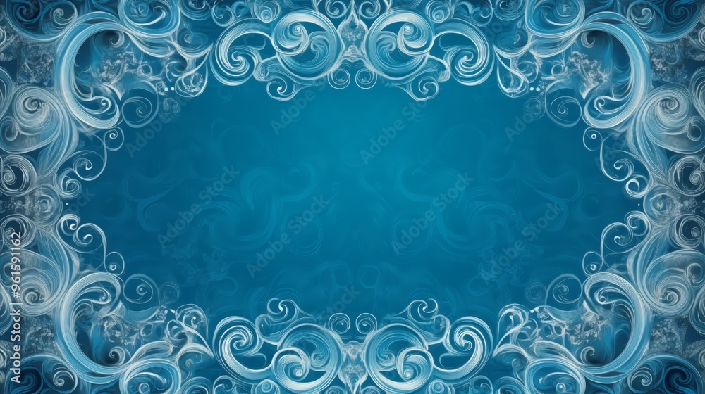 Blue Winter Swirls Frame, Decorative Border, Design Template Blue Winter Swirls Frame, Decorative Border, Design Template