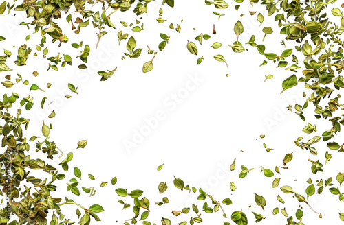 PNG Scattered Green Leaves on White Background - Natural Organic Foliage Design on Transparent Background