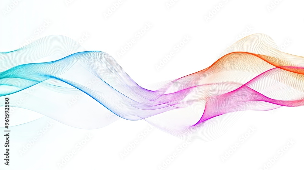 Geometric wave lines in multiple colors, sweeping across a white backdrop. Perfect for contemporary business graphics and covers. - Geometric wave lines in multiple colors, sweeping across a white backdrop. Perfect for contemporary business graphics and covers. -