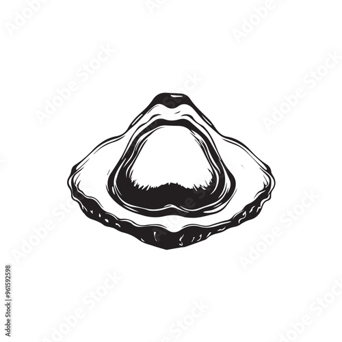 Oyster in cartoon, doodle style . Image for t-shirt, web, mobile apps and ui. Isolated 2d vector illustration in logo, icon, sketch style, Eps 10, black and white. AI Generative