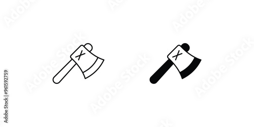 hatchet set icon with white background vector stock illustration