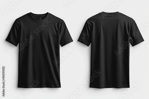 Black Tshirt Mockup Front and Back Isolated created with Generative AI