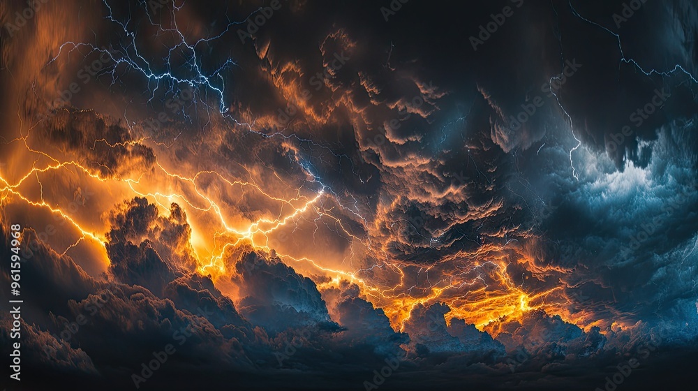 Long-exposure shot of lightning in the night sky, capturing the intricate patterns of electricity dancing through the clouds.