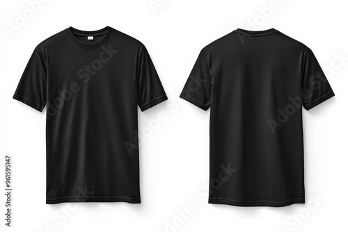 Black Tshirt Mockup Front and Back Isolated created with Generative AI