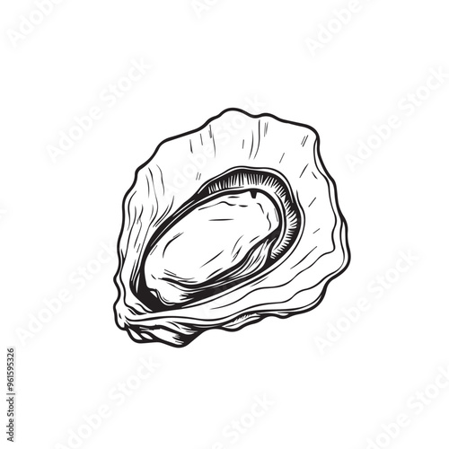 Oyster in cartoon, doodle style . Image for t-shirt, web, mobile apps and ui. Isolated 2d vector illustration in logo, icon, sketch style, Eps 10, black and white. AI Generative