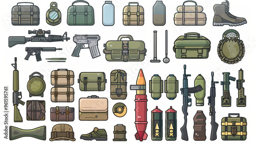 collection of military equipment