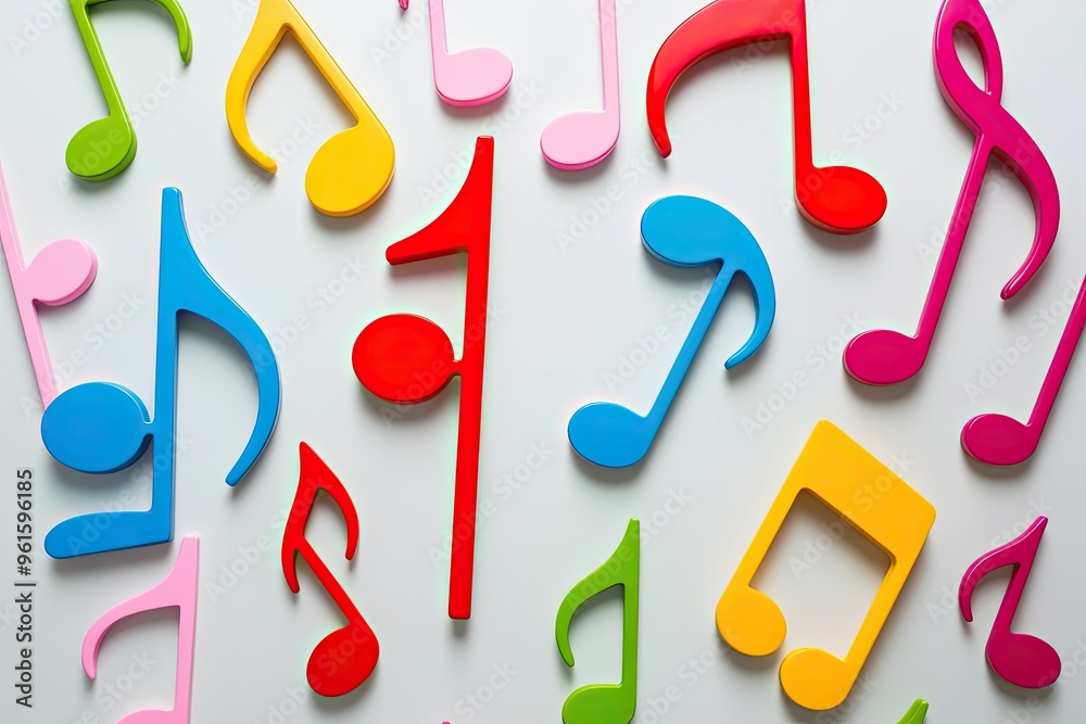 Fototapeta premium Vibrant Musical Notes on a Clean Background