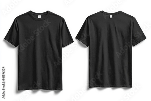 Black Tshirt Mockup Front and Back Isolated created with Generative AI