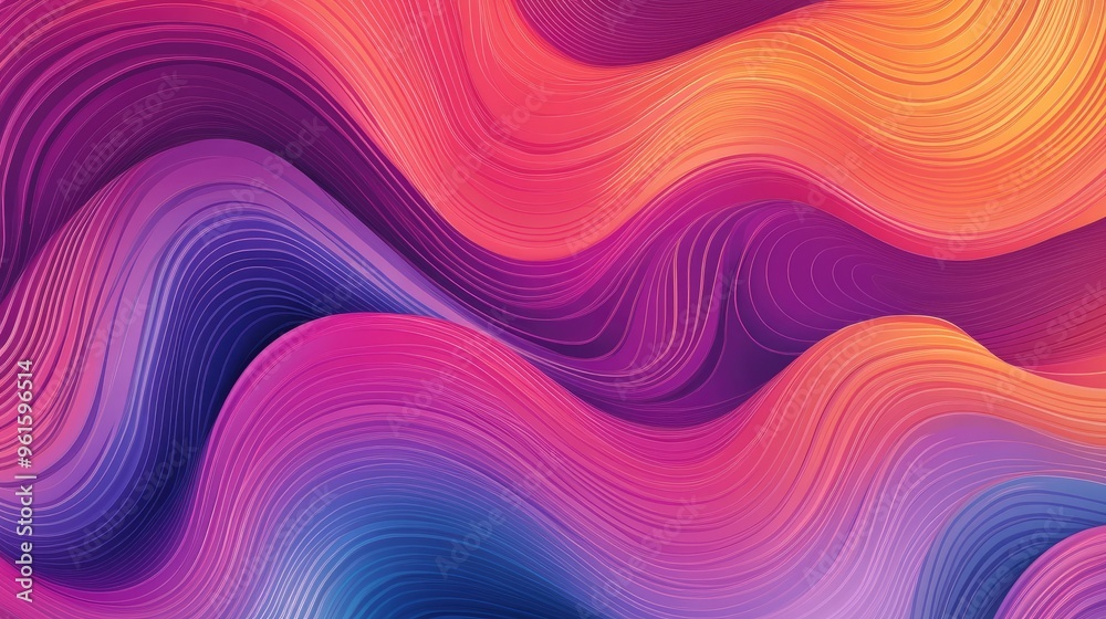Obraz premium Modern wave pattern with sleek, vibrant curves and smooth gradients, ideal for adding a dynamic and contemporary touch to design projects.