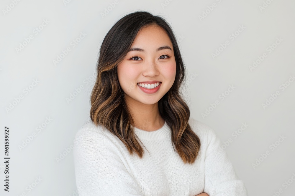 Smiling Woman with Long Brown Hair Smiling Woman with Long Brown Hair