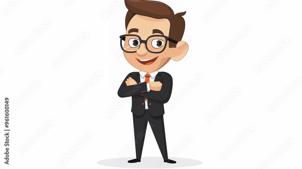 A cartoon business professional sitting at a desk, concentrating on important documents. Wearing a formal suit and tie, with a serious expression. Working on a big project and making plans. The cartoo A cartoon business professional sitting at a desk, concentrating on important documents. Wearing a formal suit and tie, with a serious expression. Working on a big project and making plans. The cartoo