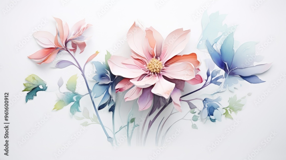 A delicate arrangement of paper flowers in soft pastel hues. The delicate petals and leaves create a sense of tranquility and beauty. A delicate arrangement of paper flowers in soft pastel hues. The delicate petals and leaves create a sense of tranquility and beauty.