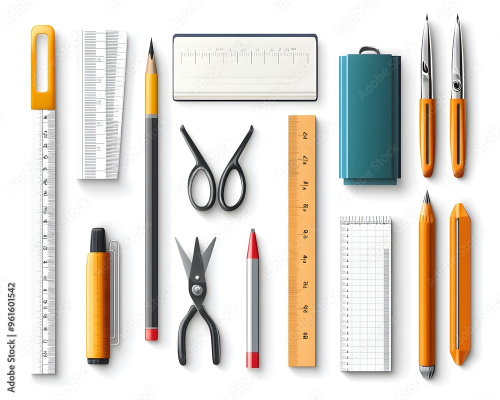 Realistic Illustration of School Supplies Realistic Illustration of School Supplies