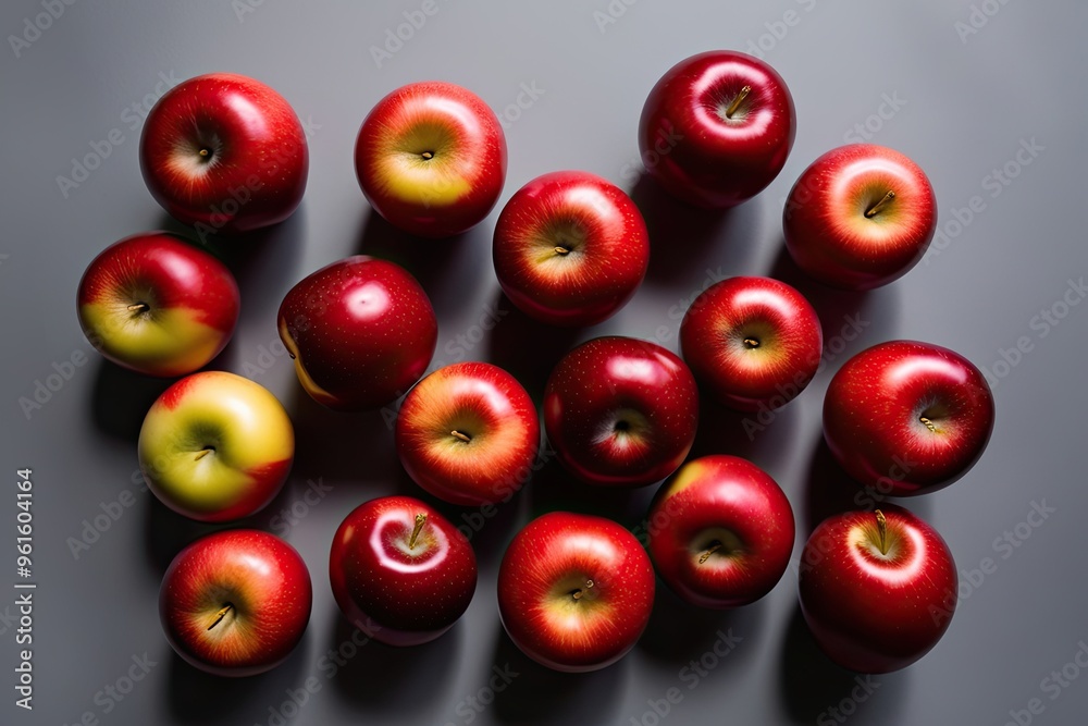 Closeup Image of Fresh Red Apples on Gray Background Collection Closeup Image of Fresh Red Apples on Gray Background Collection