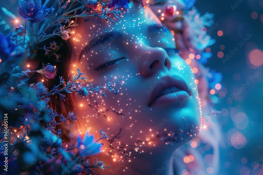 Mystical forest spirits twirling in a mesmerizing dance under starlit blossoms at dusk Mystical forest spirits twirling in a mesmerizing dance under starlit blossoms at dusk