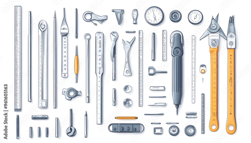 Illustration of Assorted Measuring Tools and Instruments Illustration of Assorted Measuring Tools and Instruments