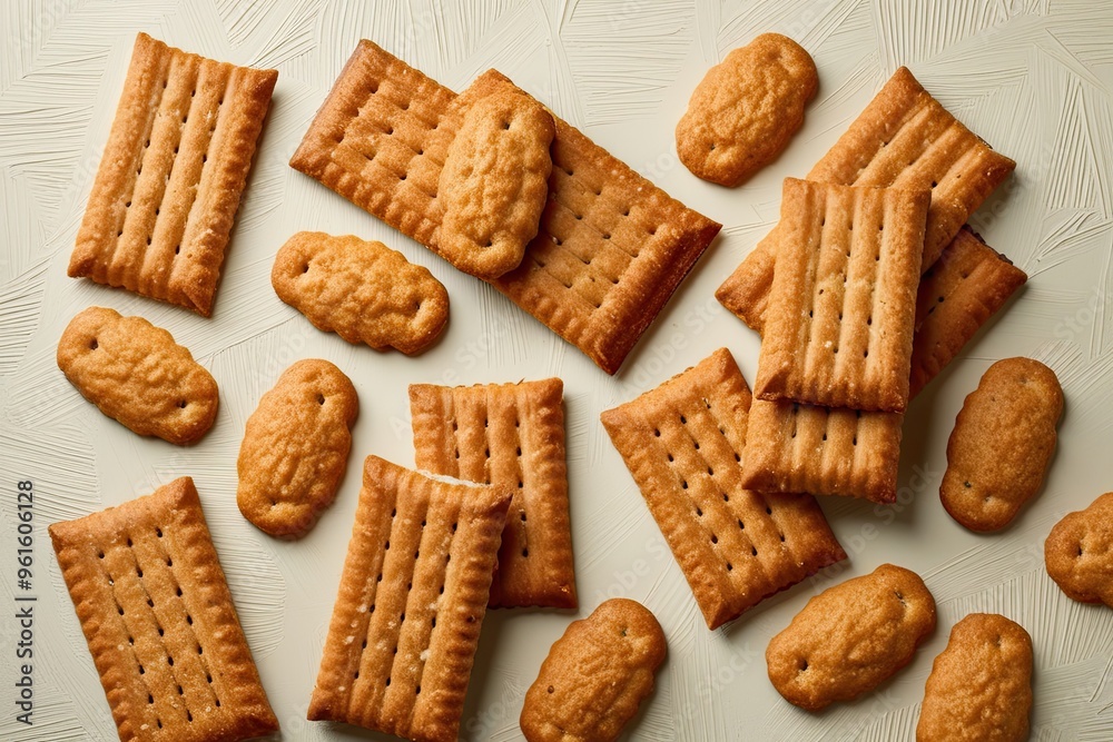 Dense Biscuit Snack Display on Light Background with Dynamic Texture Dense Biscuit Snack Display on Light Background with Dynamic Texture