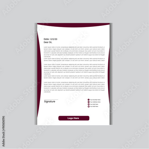 Abstract Letterhead Design Modern Business Letterhead Design Template,Minimal Business Letterhead 