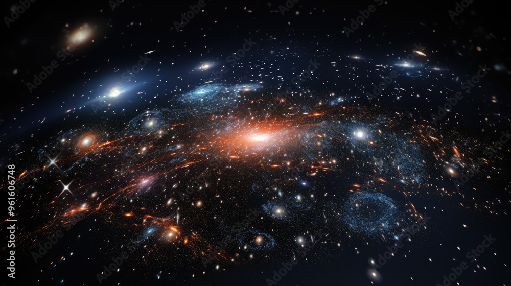 A stunning view of a distant galaxy, with swirling clouds of gas and dust, and countless stars sparkling in the vastness of space. A stunning view of a distant galaxy, with swirling clouds of gas and dust, and countless stars sparkling in the vastness of space.